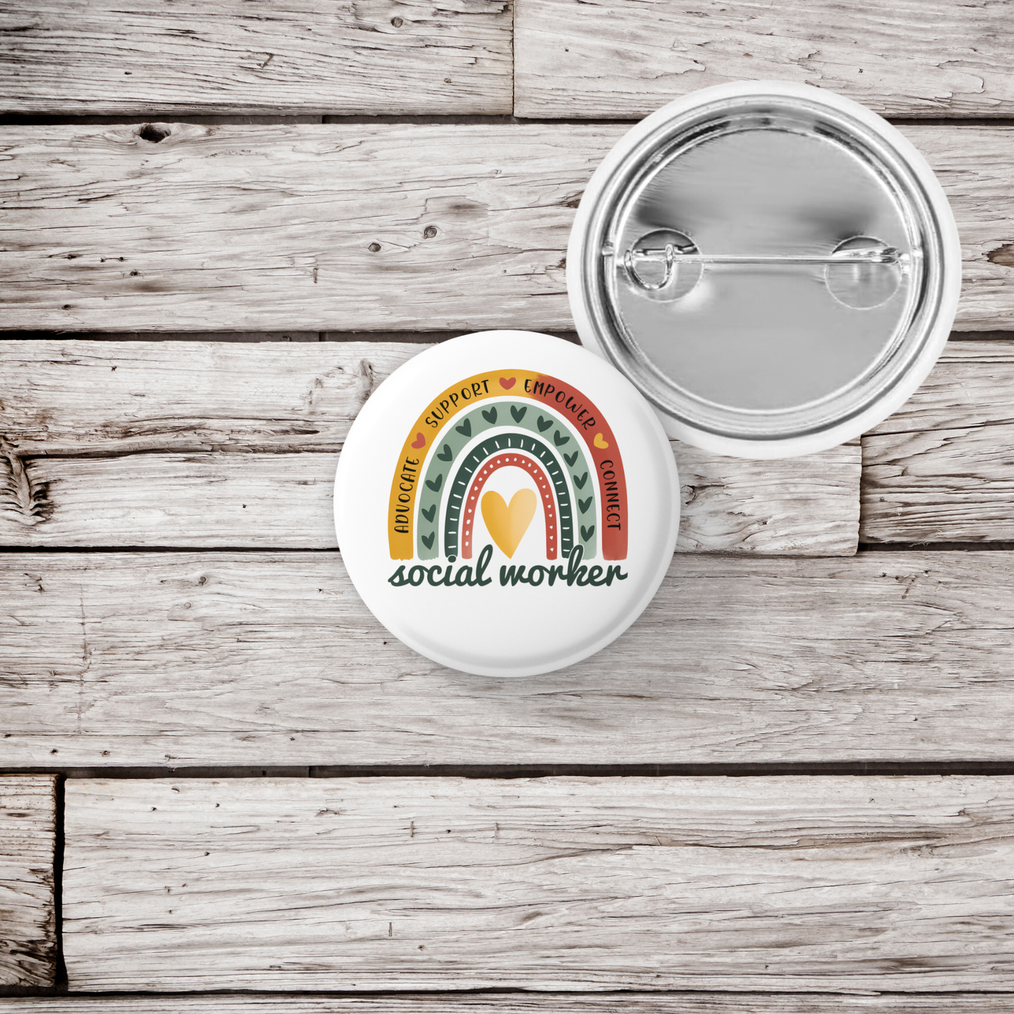 Social Worker Rainbow Pin Back Button, Magnet