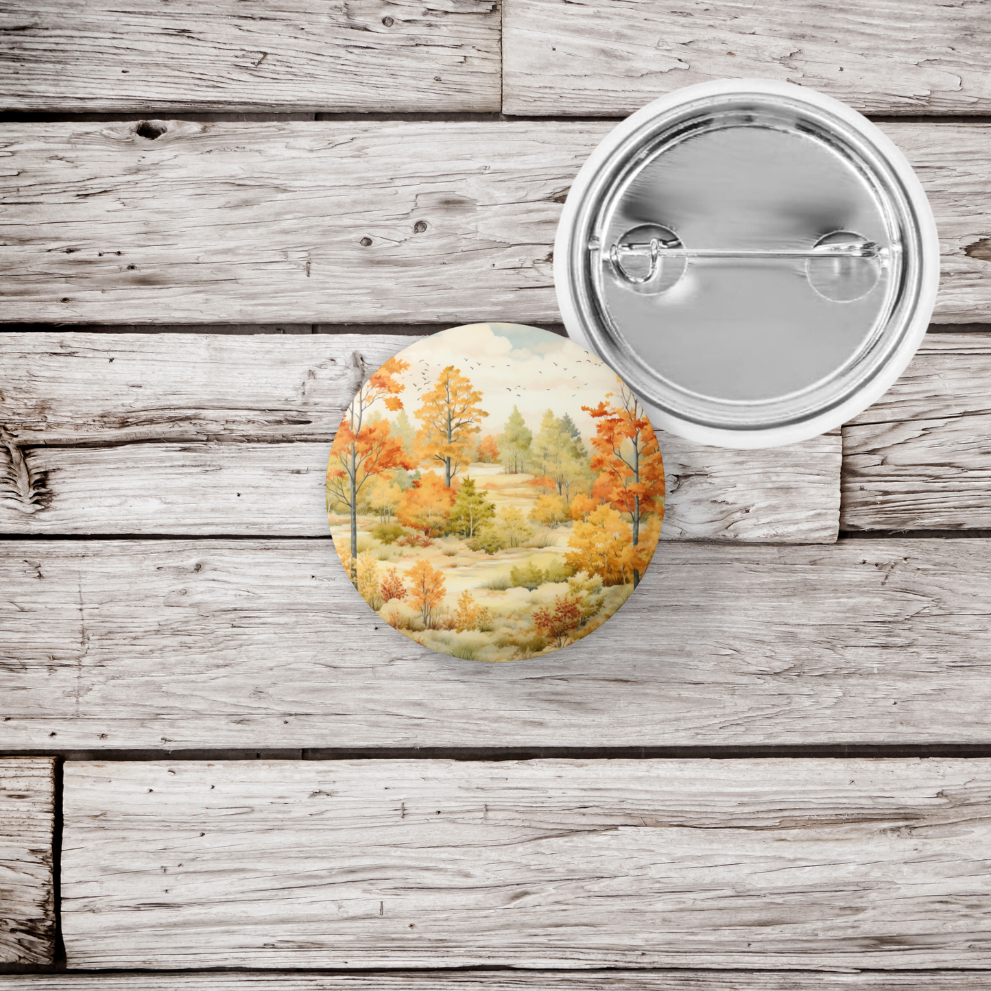 Country Fall Landscape 18 Pin Back Button, Magnet