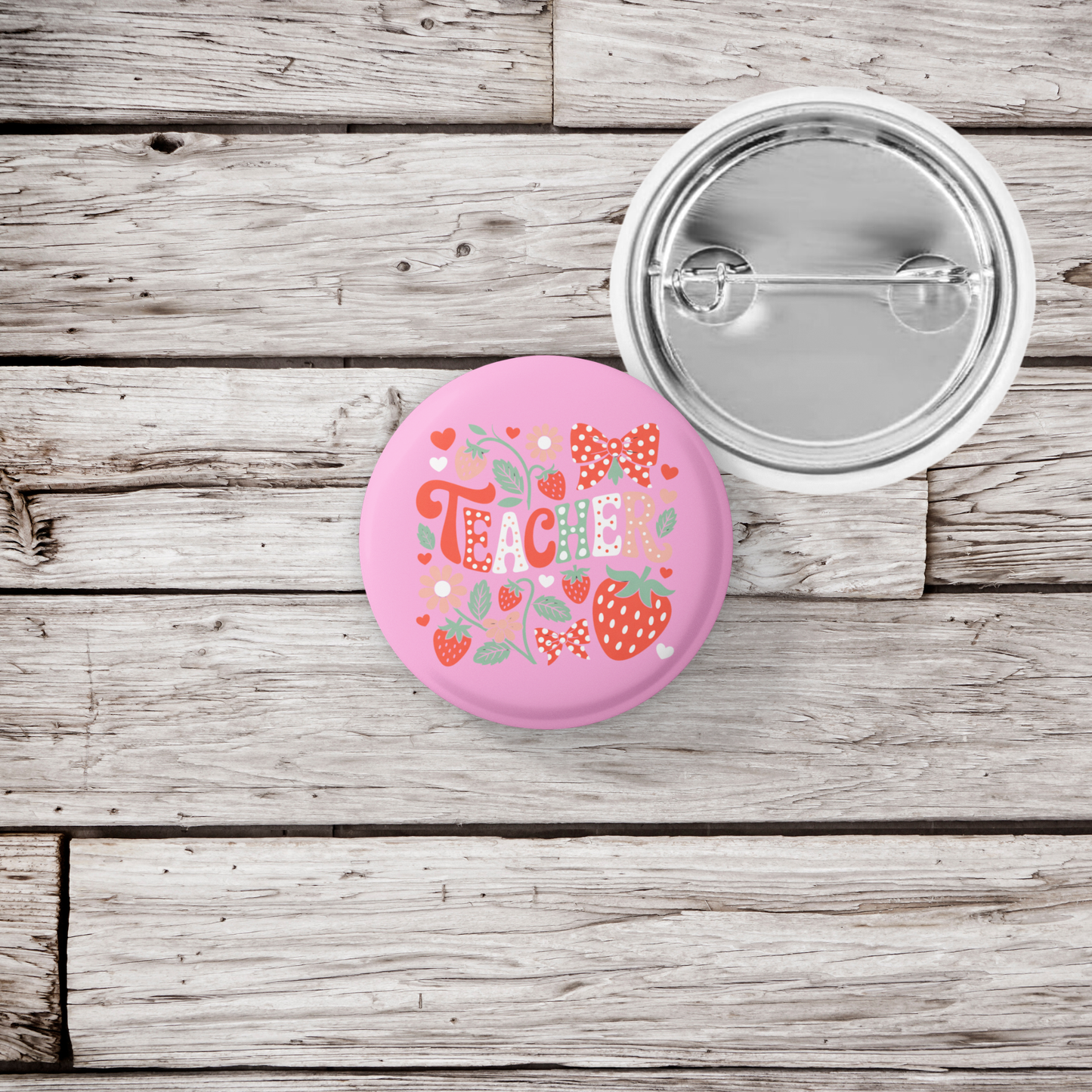 Teacher Strawberries Pin Back Button, Magnet