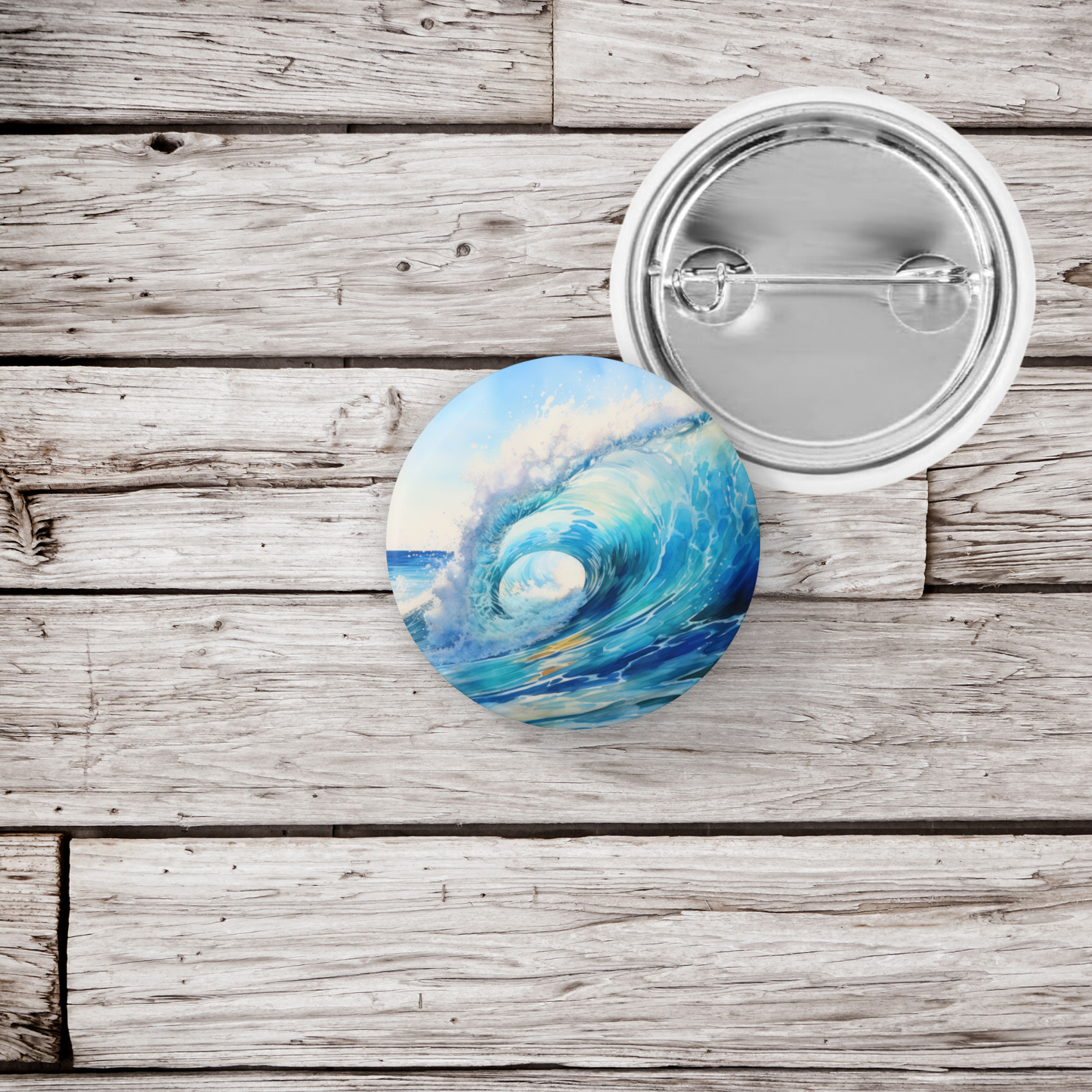 Wave Pin Back Button, Magnet