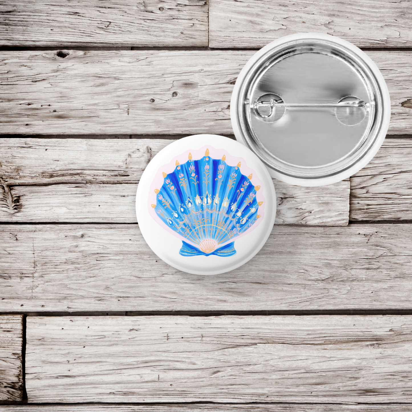 Blue Shell Pin Back Button, Magnet