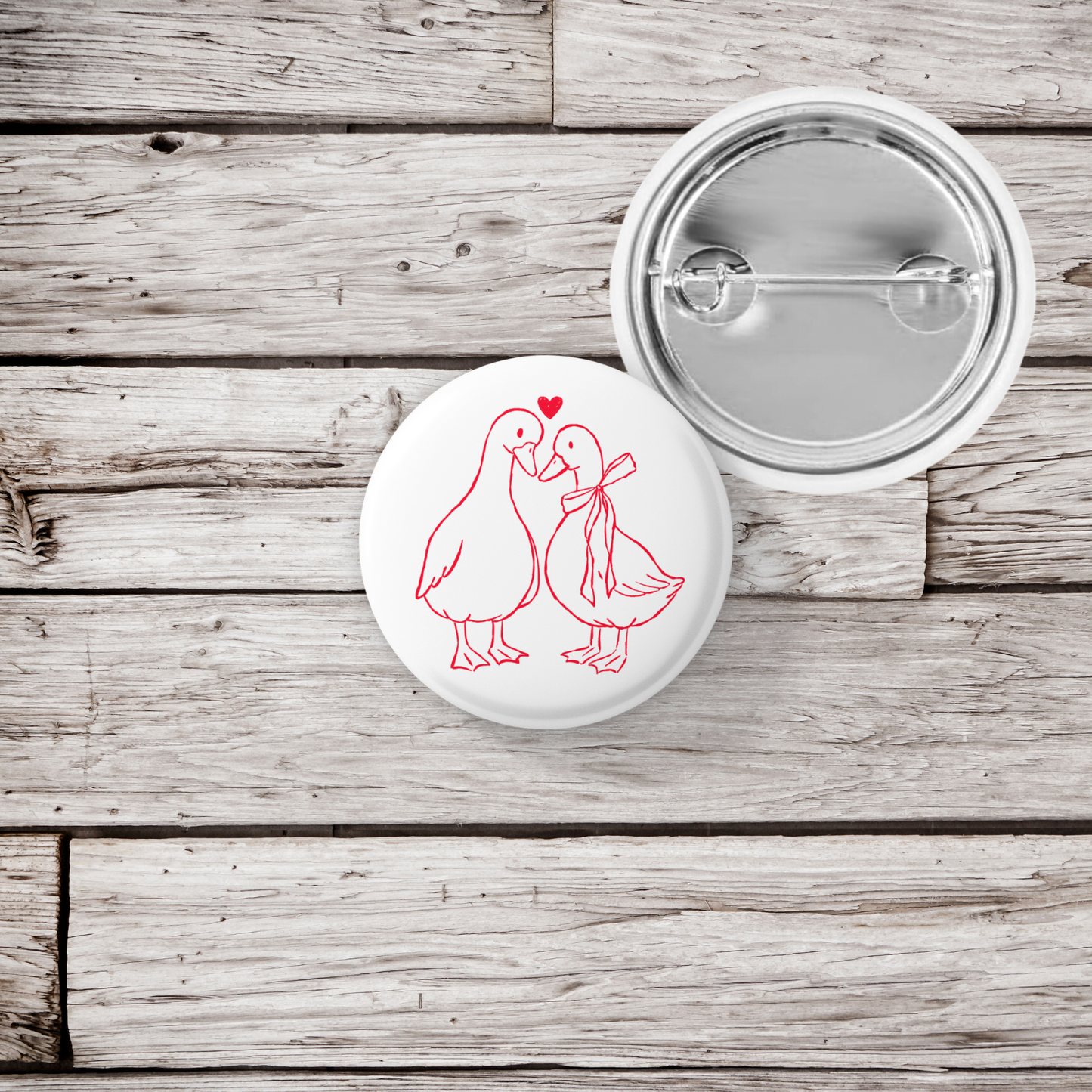 Valentine Goose Pin Back Button, Magnet
