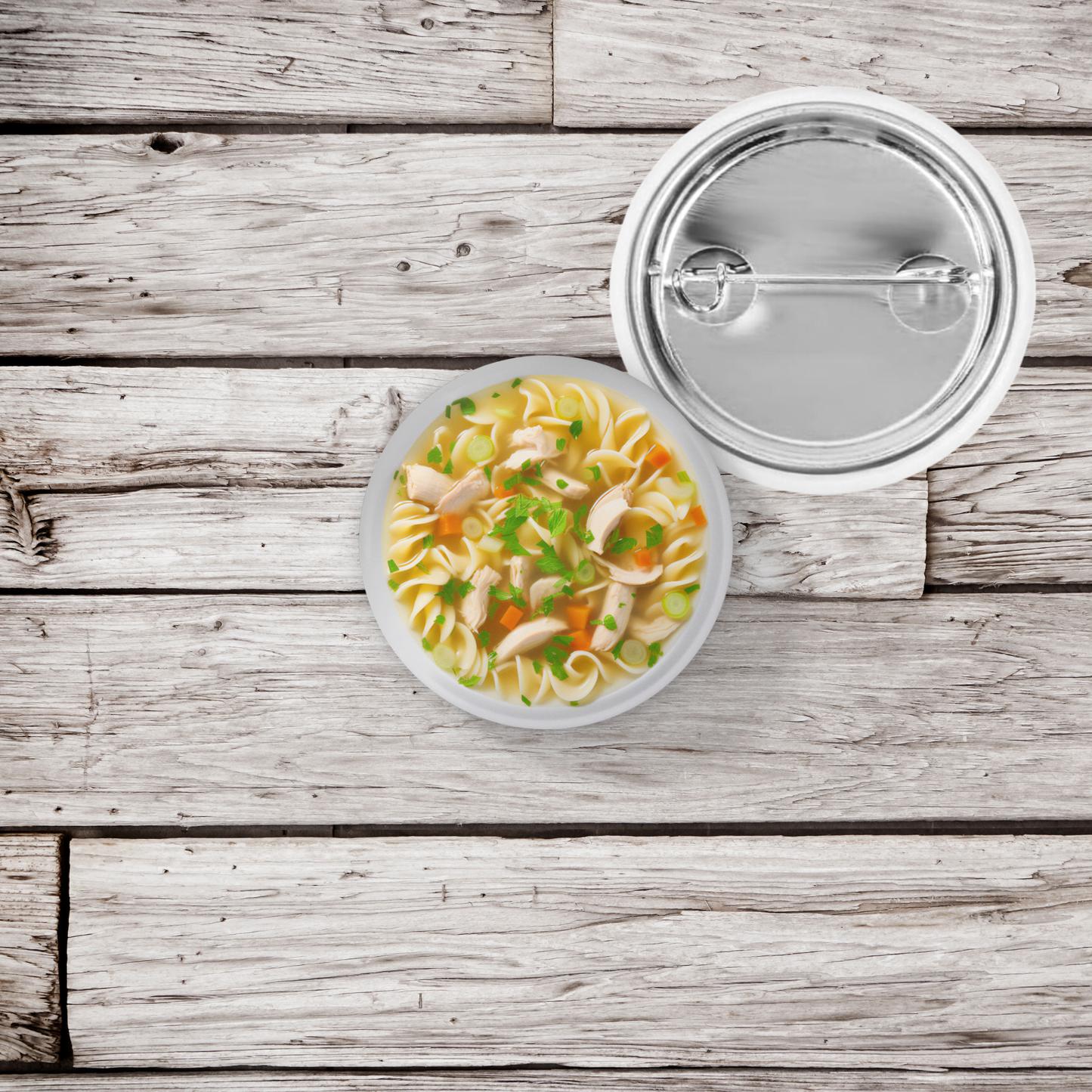 Chicken Noodle Soup Pin Pin Back Button, Magnet