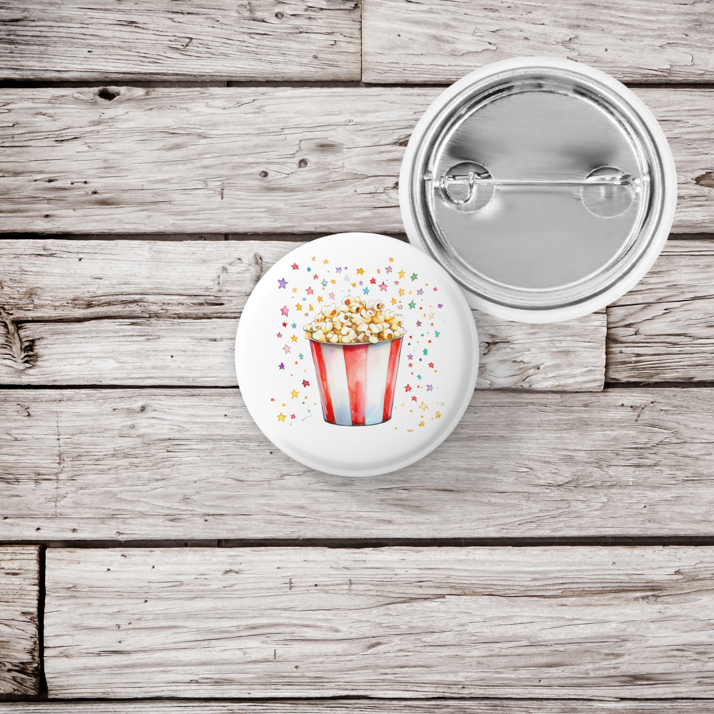 Popcorn Stars Pin Back Button, Magnet
