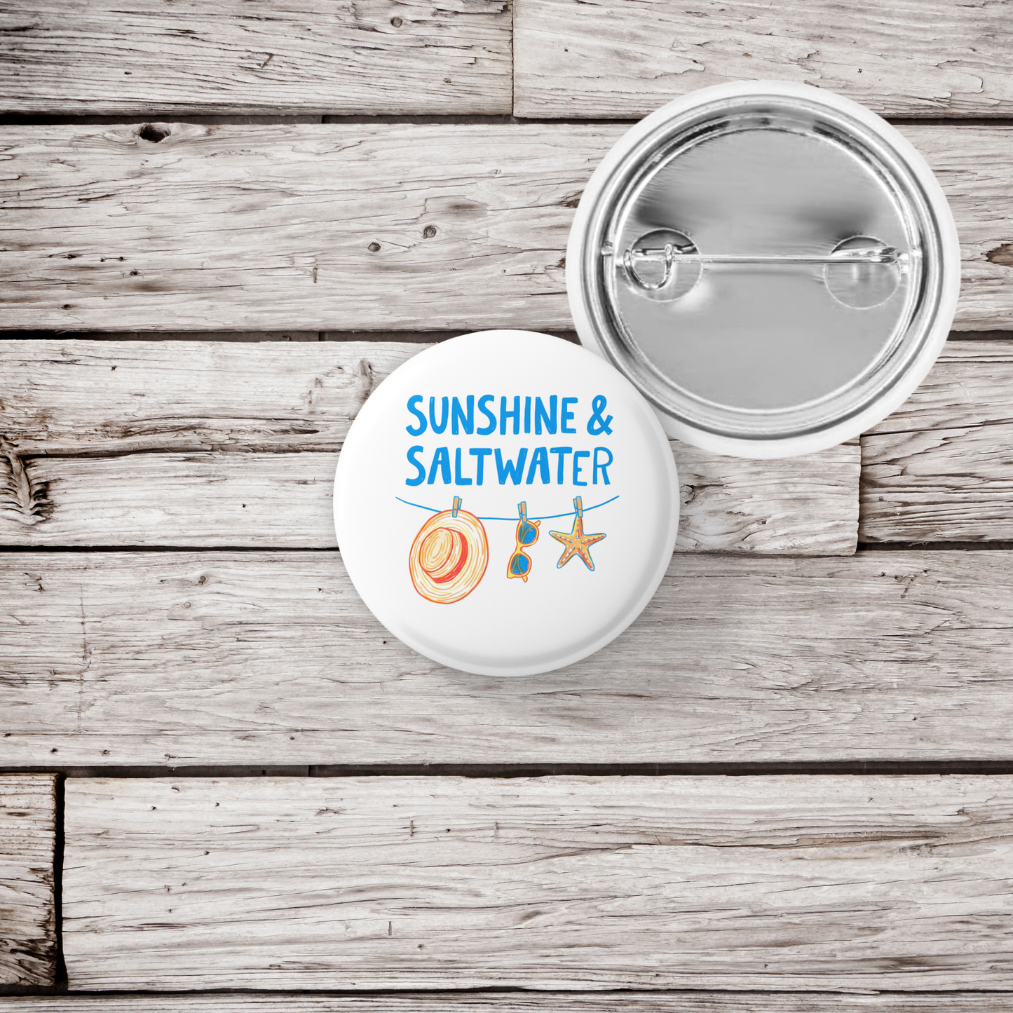 Sunshine and Saltwater Pin Back Button, Magnet