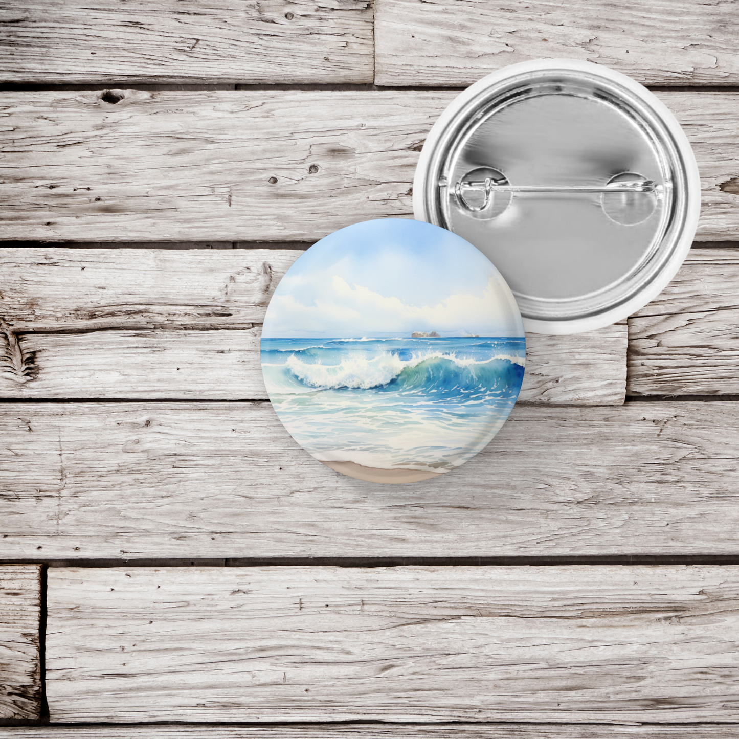 Beach Pin Back Button, Magnet, Keychain