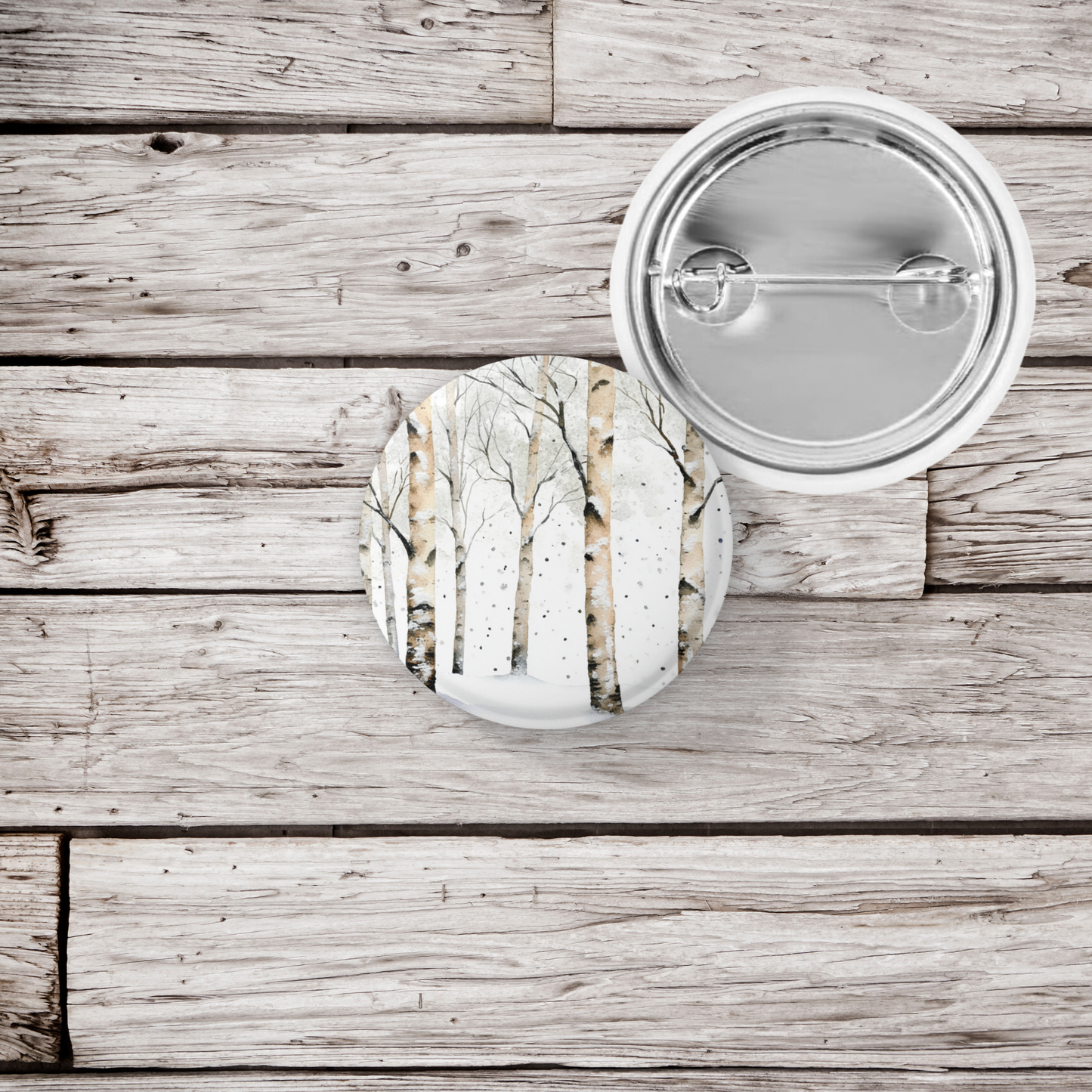 Birch Forest 1 Pin Back Button, Magnet