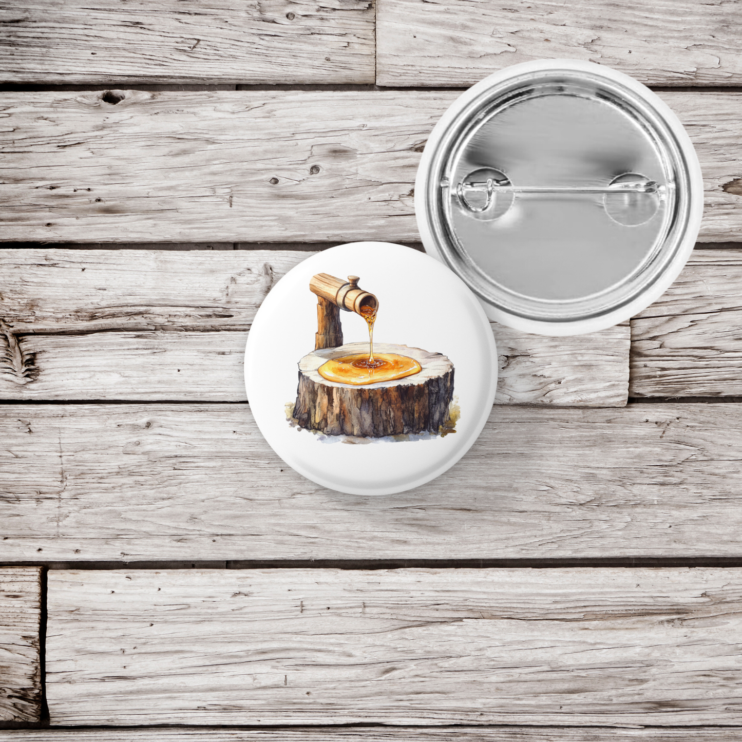 Maple Syruping Pin Back Button, Magnet