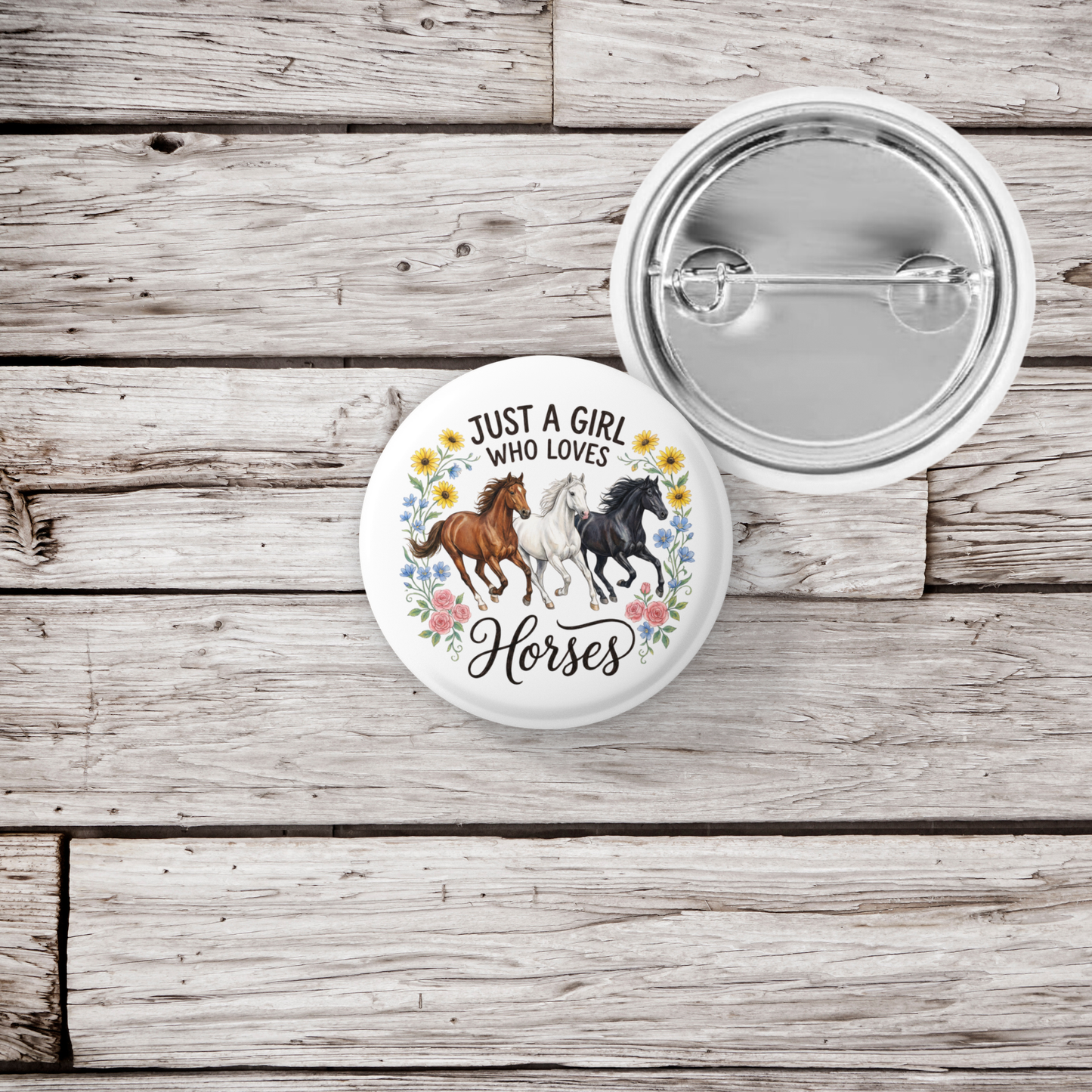 Just a Girl Who Loves Horses Pin Back Button, Magnet