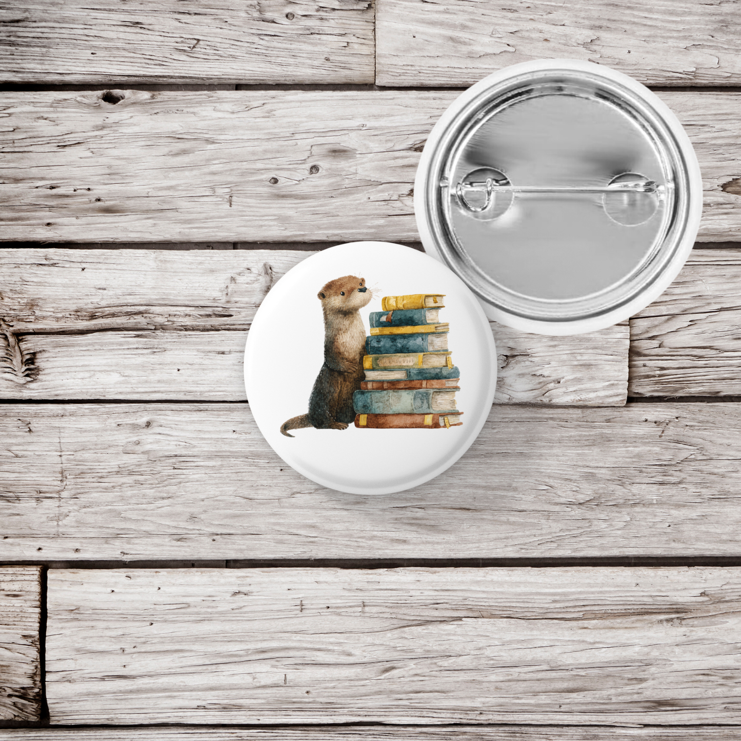 Otter Book Pin Back Button, Magnet