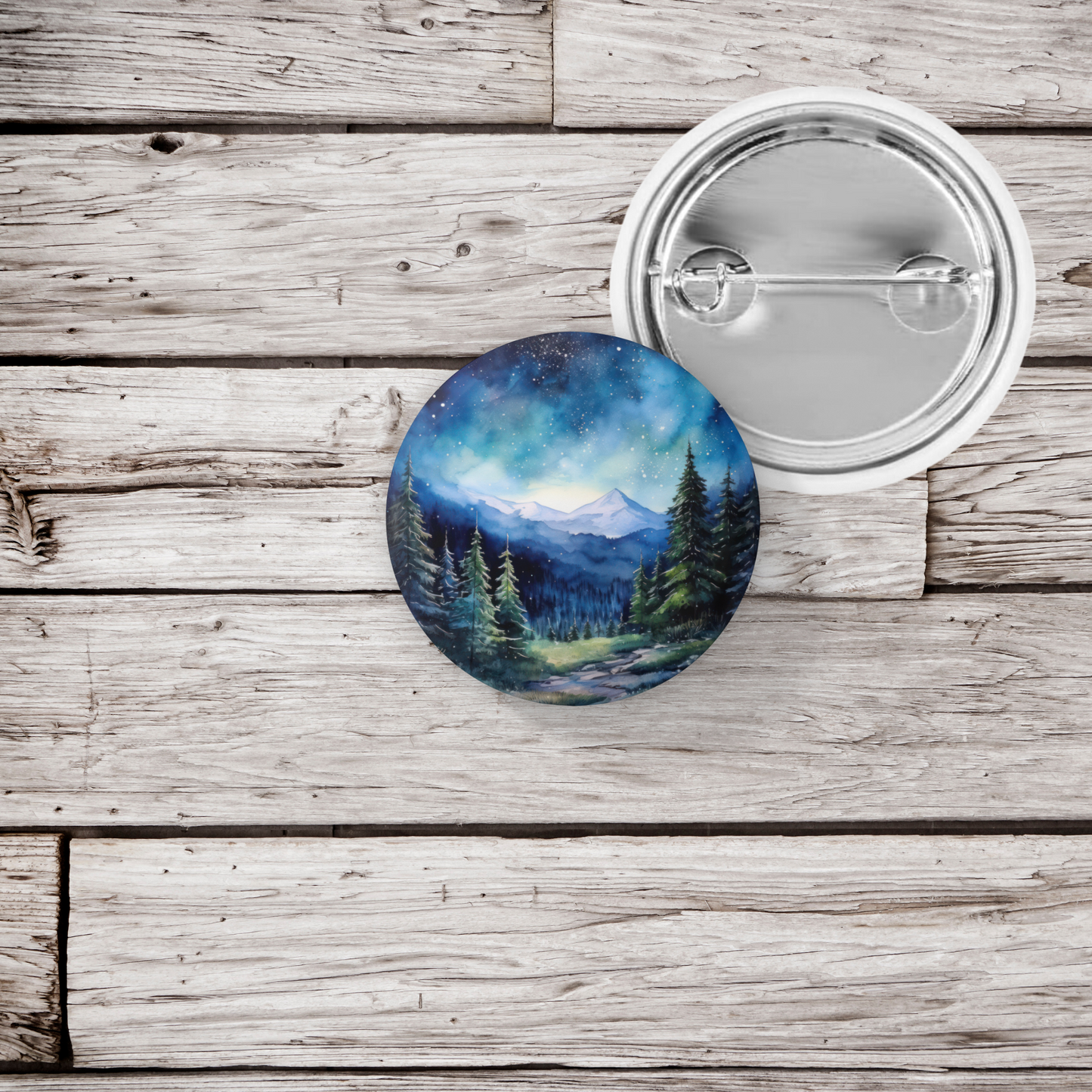 Night Forest 2 Pin Back Button, Magnet