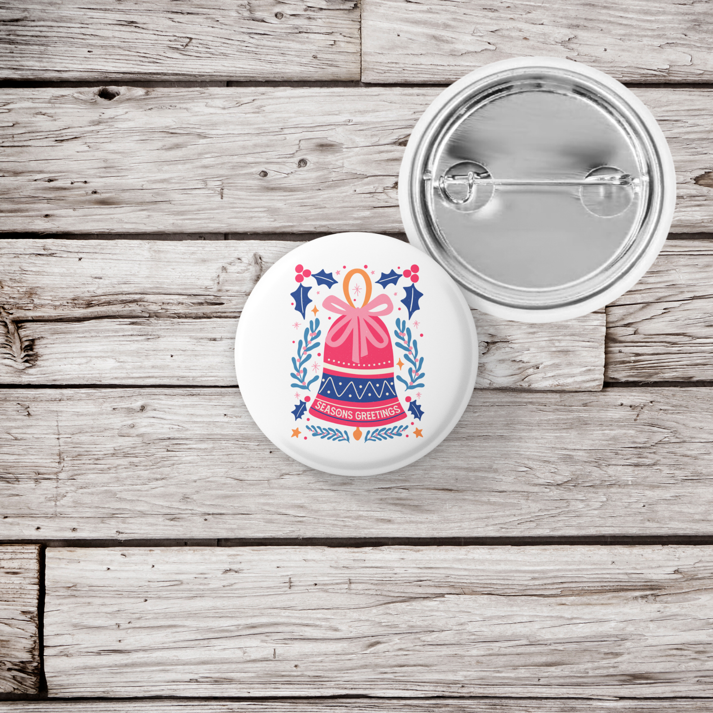 Seasons Greetings Pin Back Button, Magnet