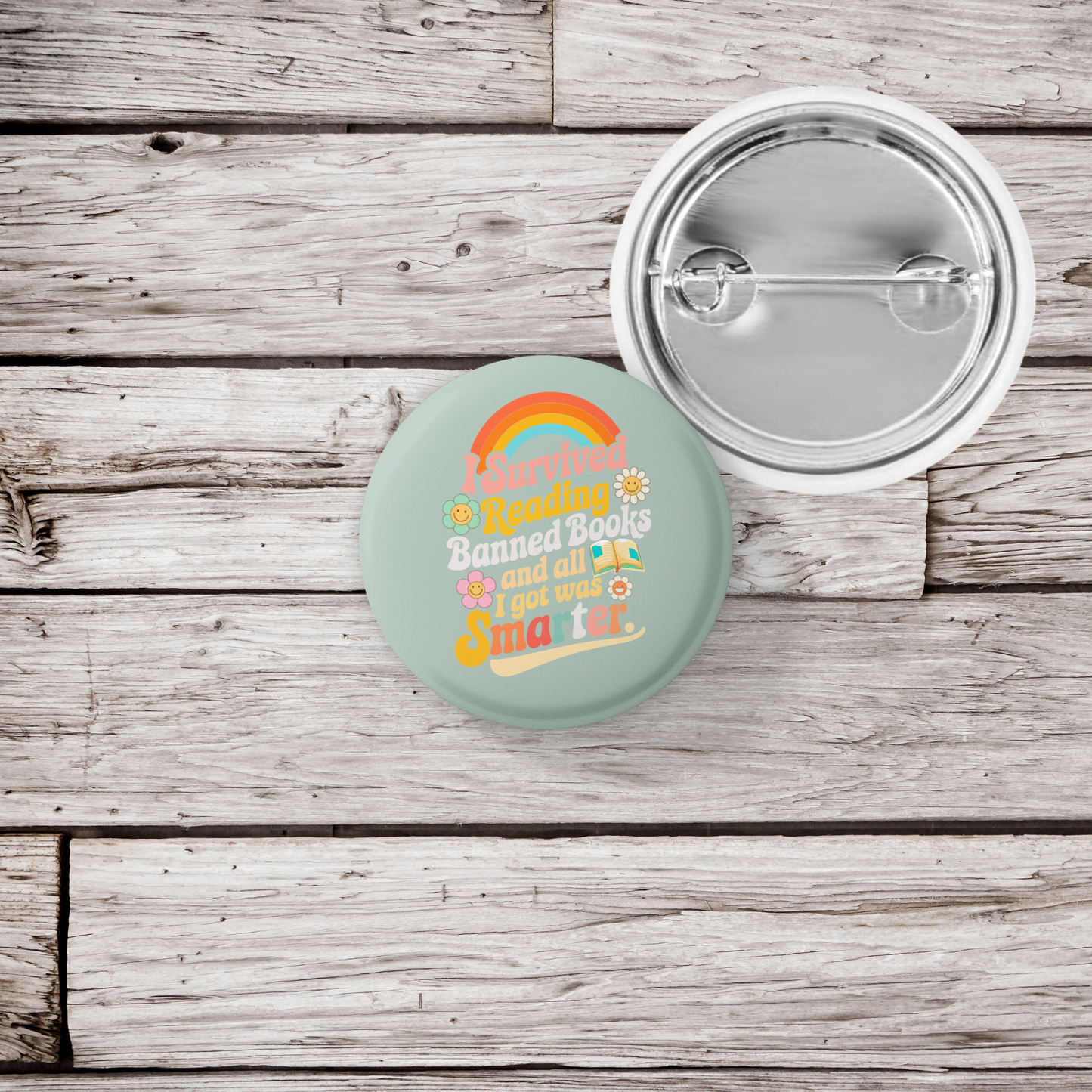 I Survived Reading Banned Books Pin Back Button, Magnet