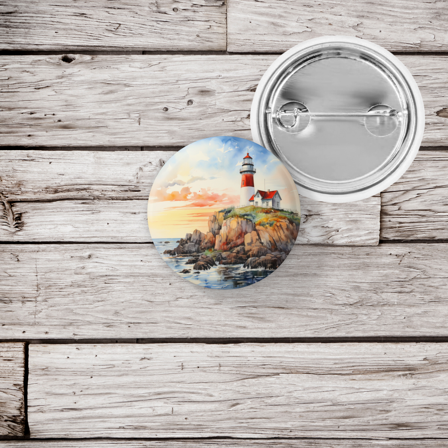 Lighthouse 5 Pin Back Button, Magnet, Keychain