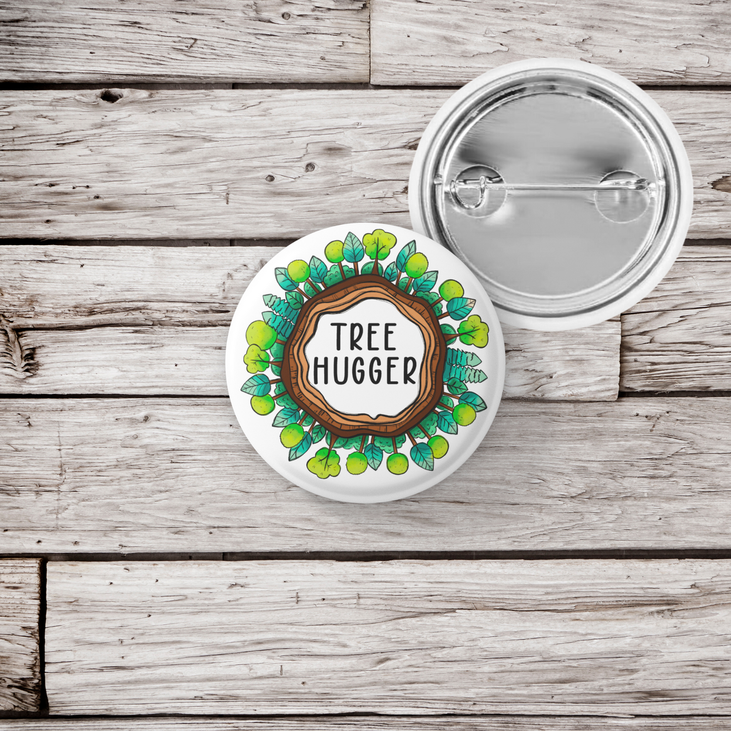 Tree Hugger Pin Back Button, Magnet, Keychain