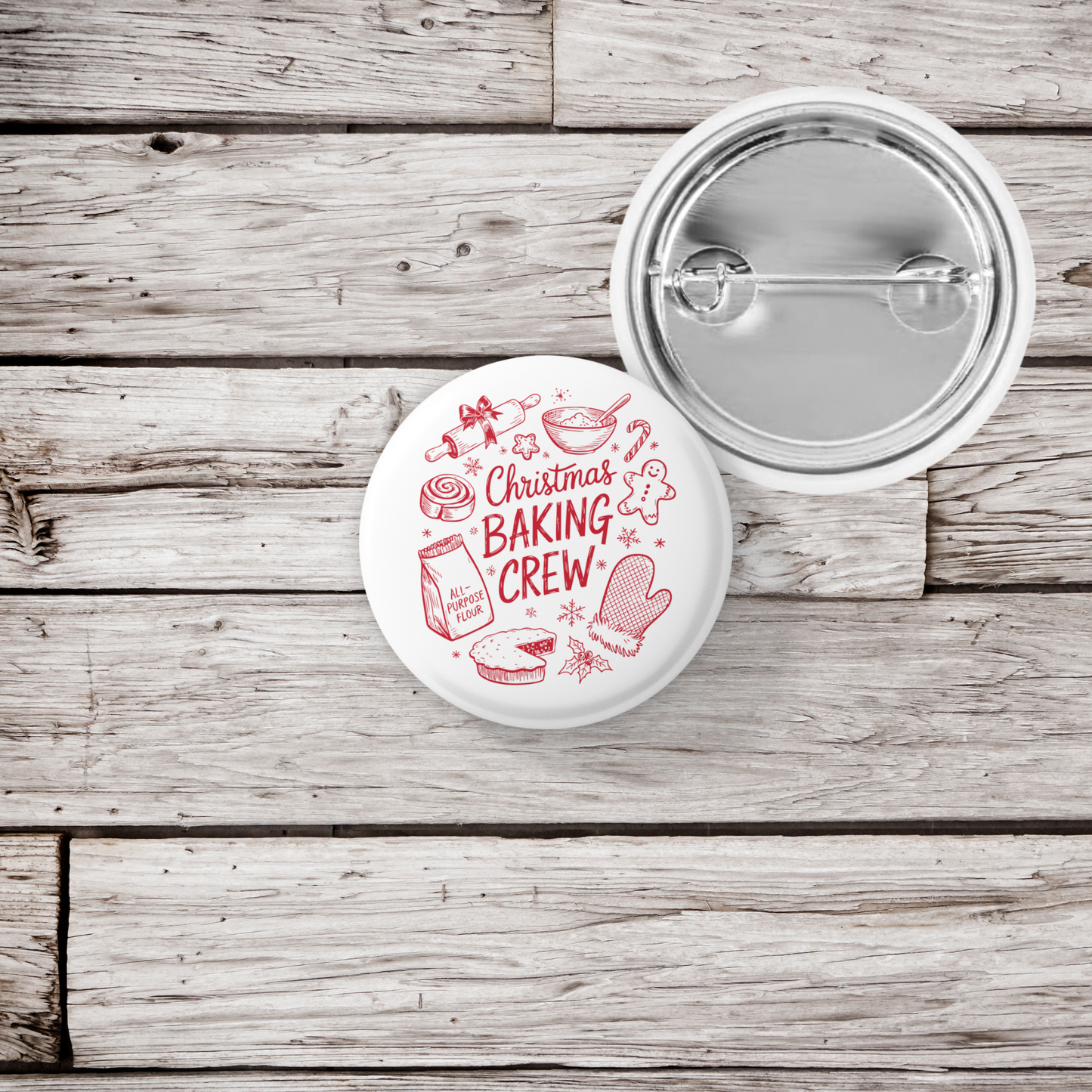Christmas Baking Crew Pin Pin Back Button, Magnet