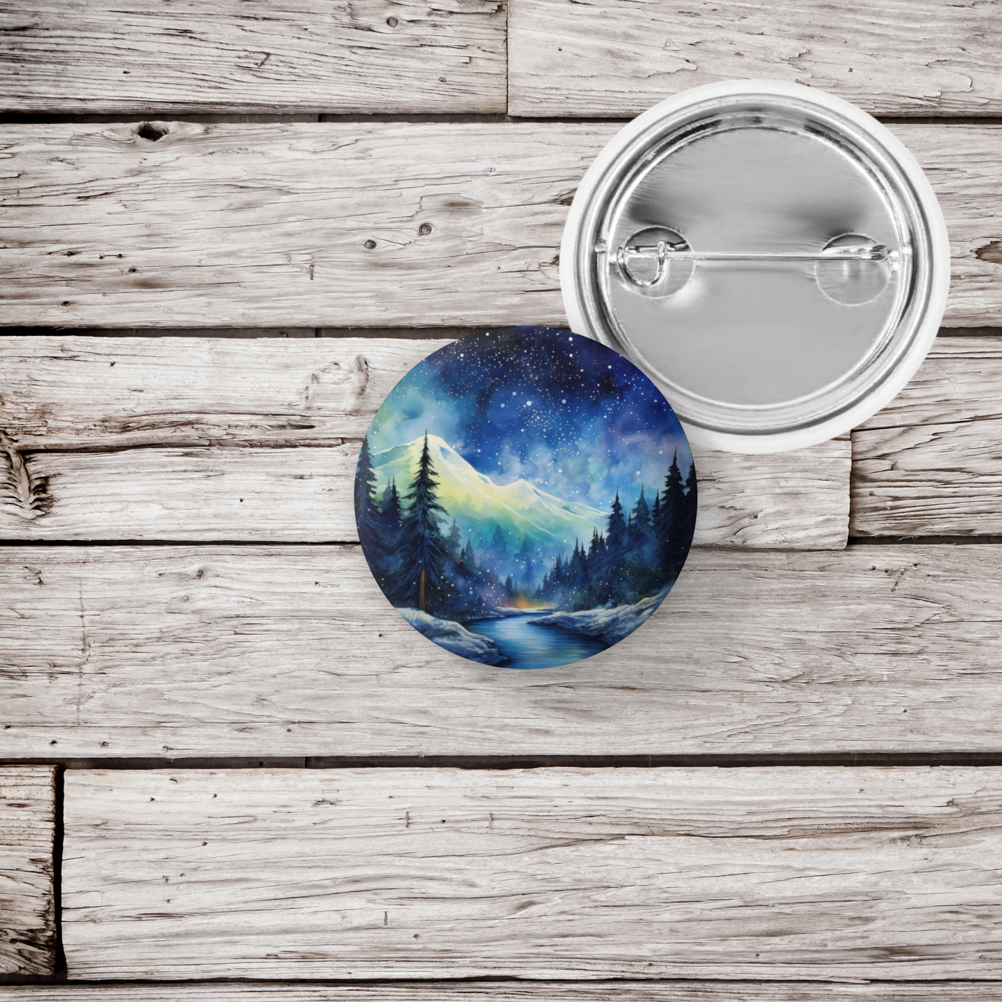 Night Forest 5 Pin Back Button, Magnet