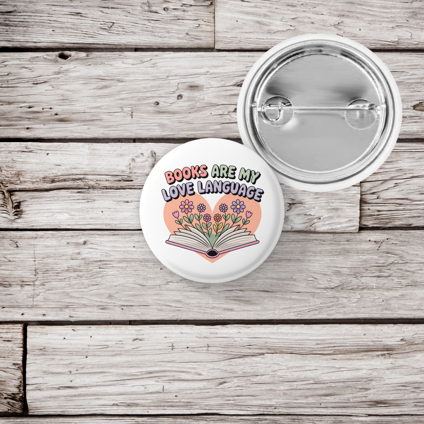Books Are My Love Language Pin Back Button, Magnet