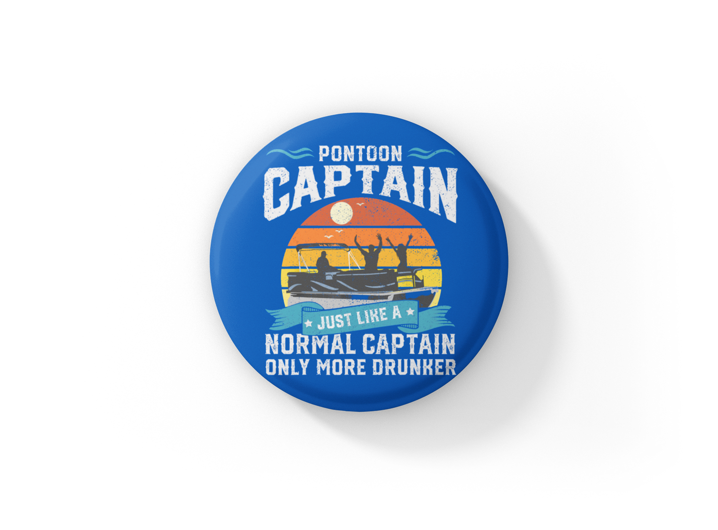 Pontoon Captain Pin Back Button, Magnet, Keychain