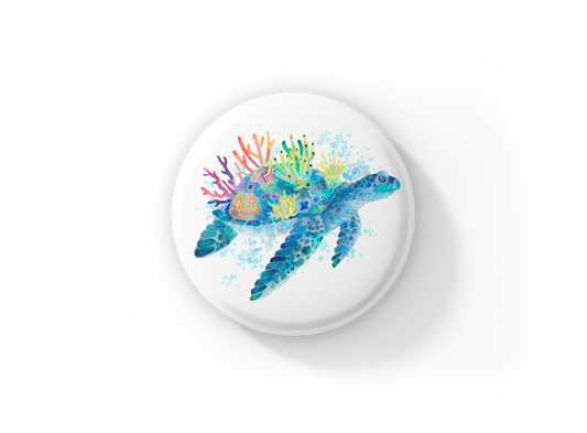 Sea Turtle Pin Back Button, Magnet, Keychain