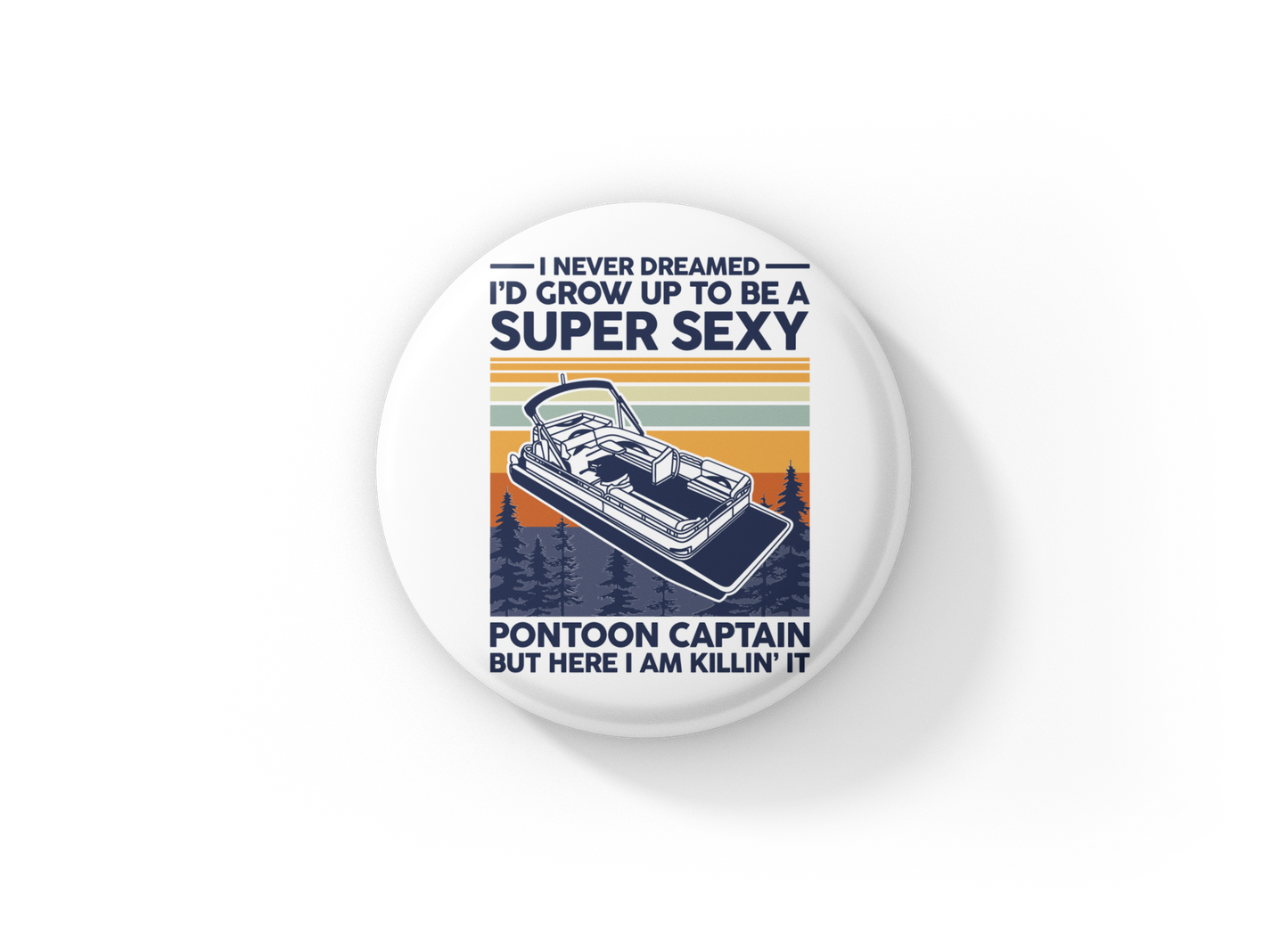 Pontoon Captain Pin Back Button, Magnet, Keychain