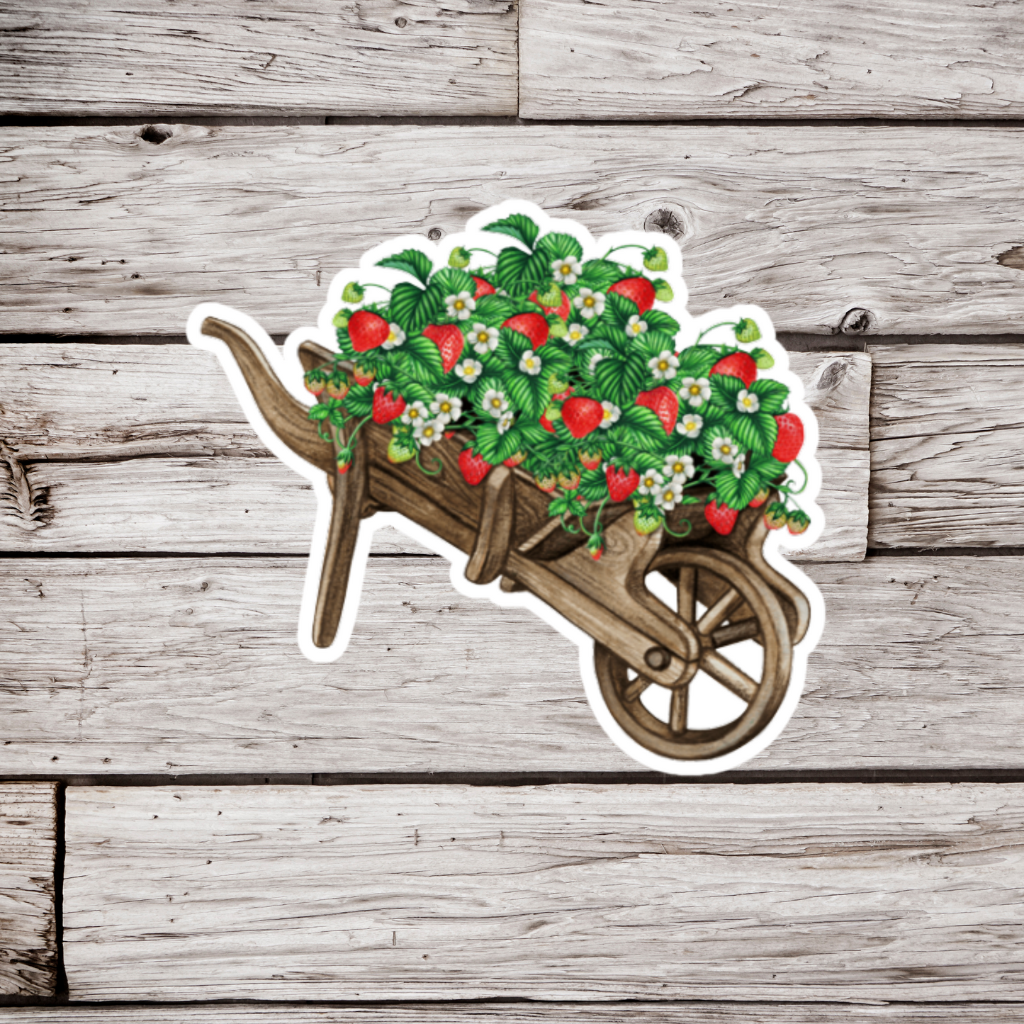 Strawberry Wheelbarrow Sticker