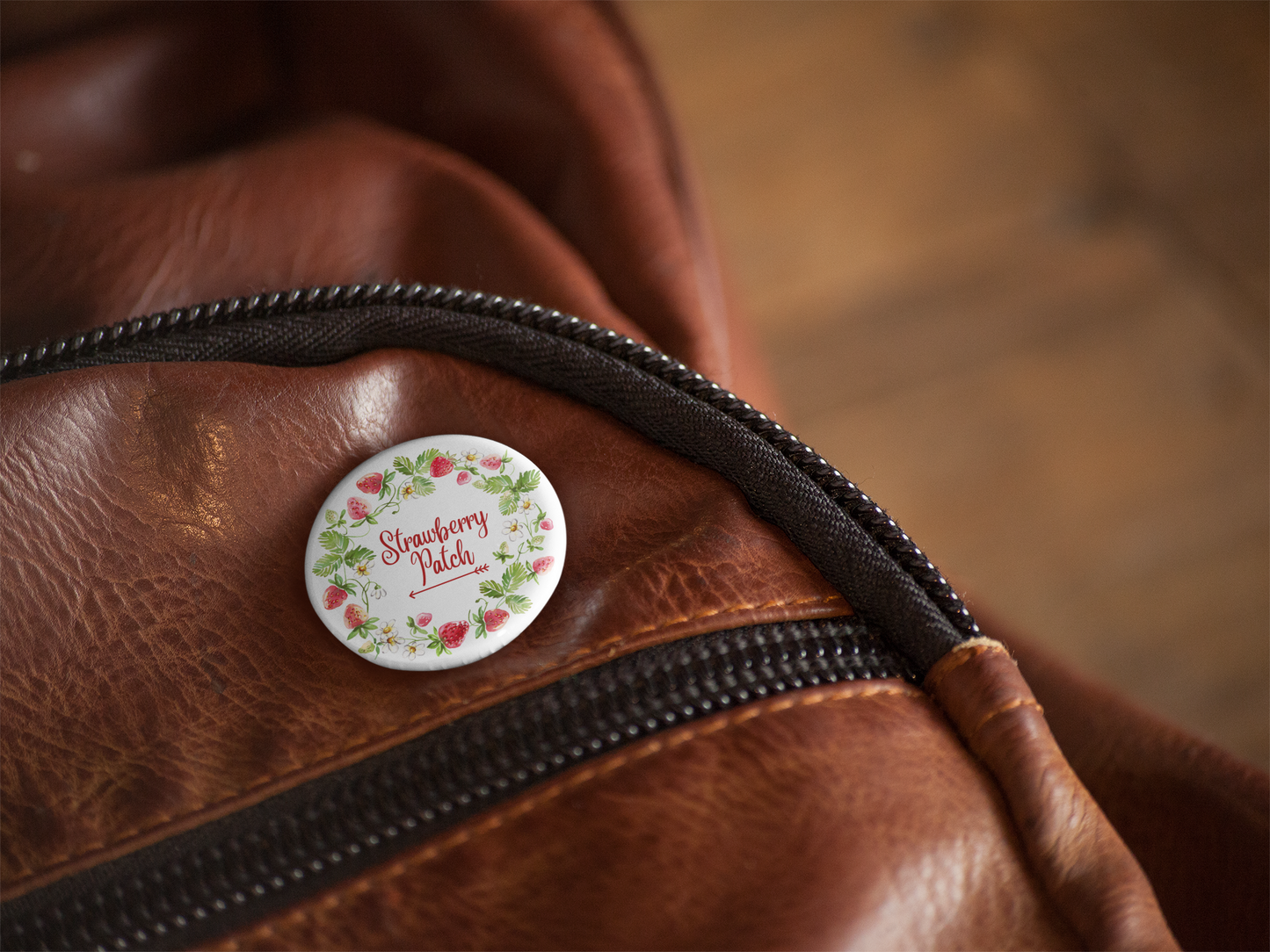 Strawberry Patch Pin Back Button, Magnet, Keychain