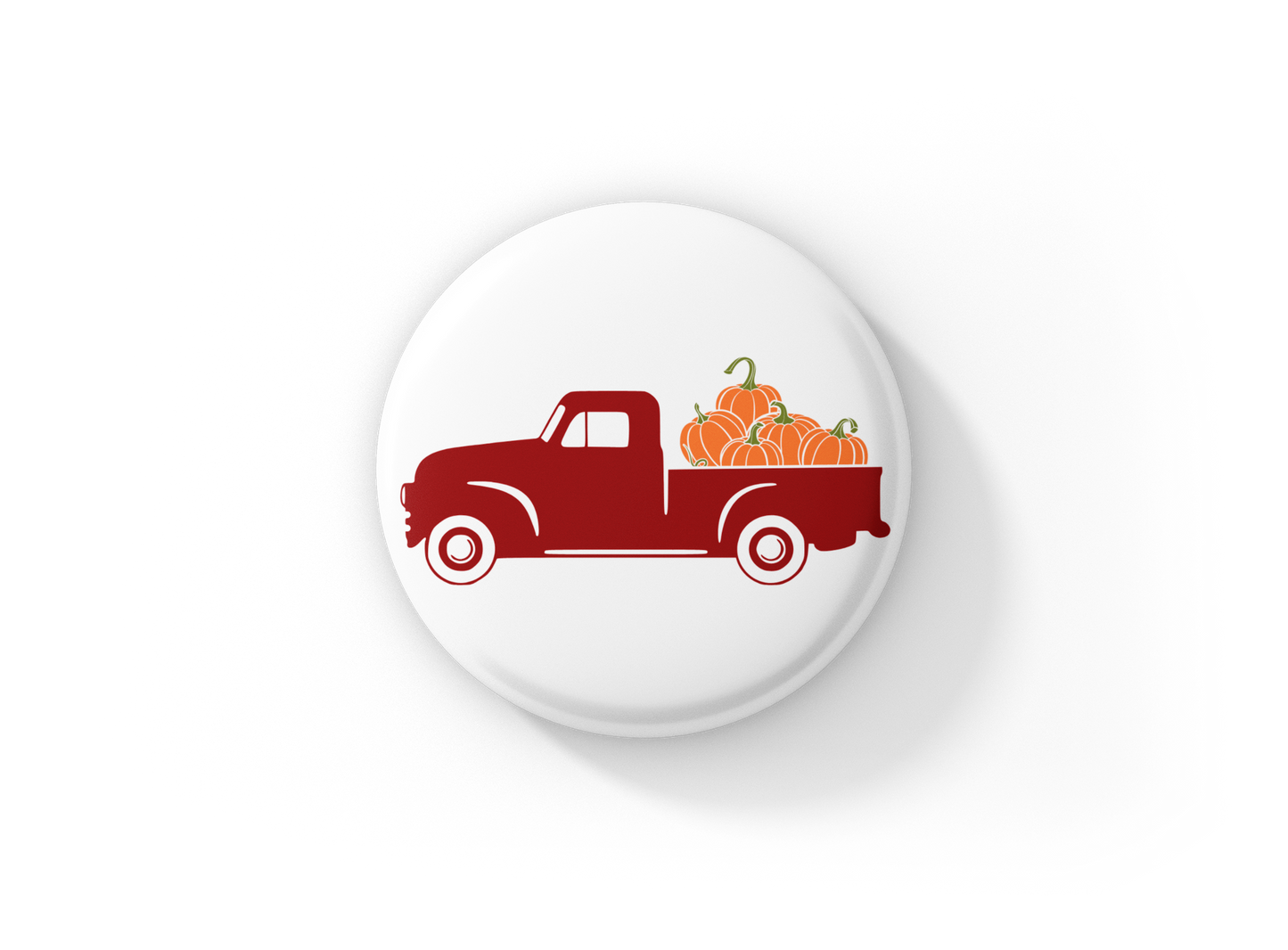 Pumpkin Truck Pin Back Button, Magnet, Keychain