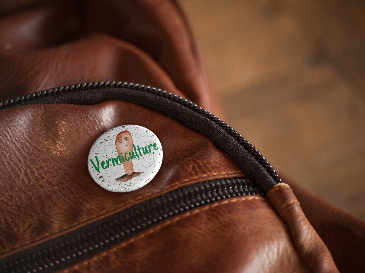 Vermiculture Pin Back Button, Magnet, Keychain