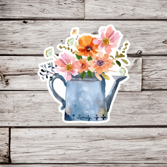Floral Watering Can Sticker