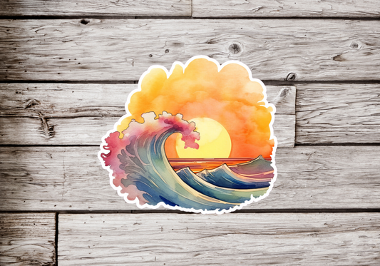 Sunset Waves Sticker or Magnet