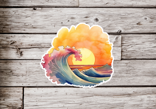 Sunset Waves Sticker