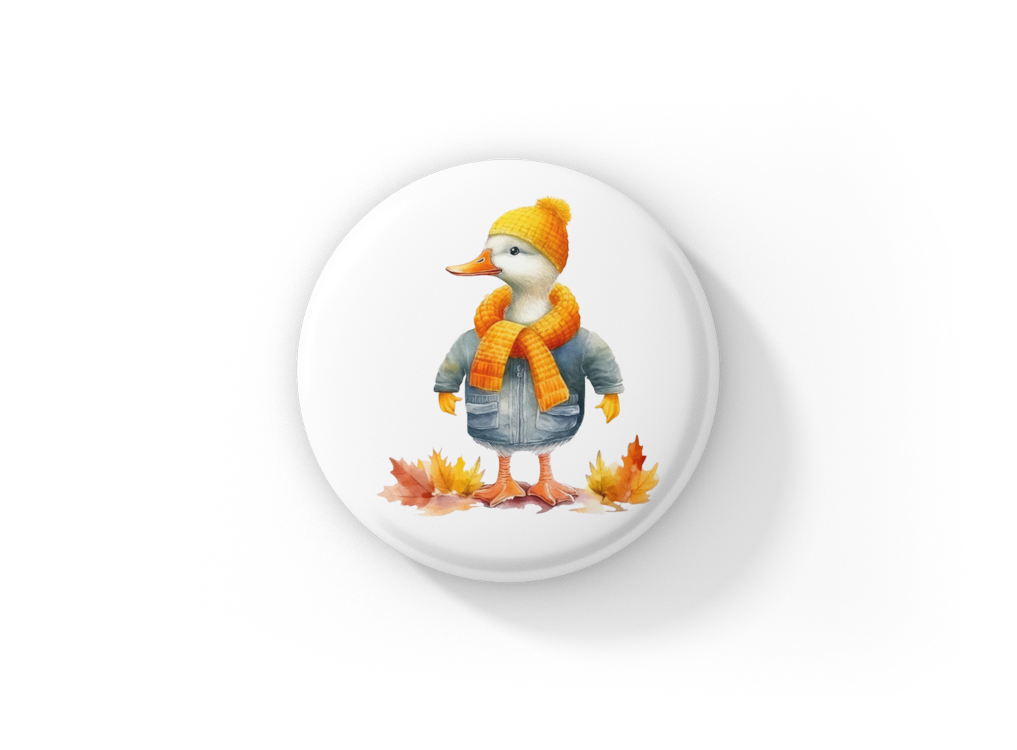 Autumn Duck Pin Back Button, Magnet, Keychain