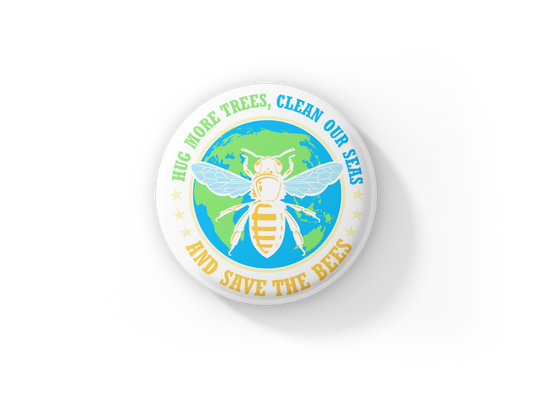 Save The Bees Pin Back Button, Magnet, Keychain