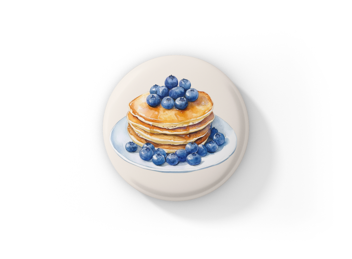 Pancakes With Blueberries Pin Back Button, Magnet