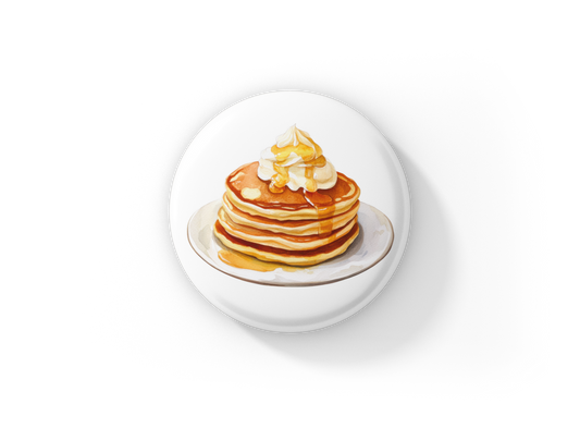 Pancakes With Whipped Cream Pin Back Button, Magnet