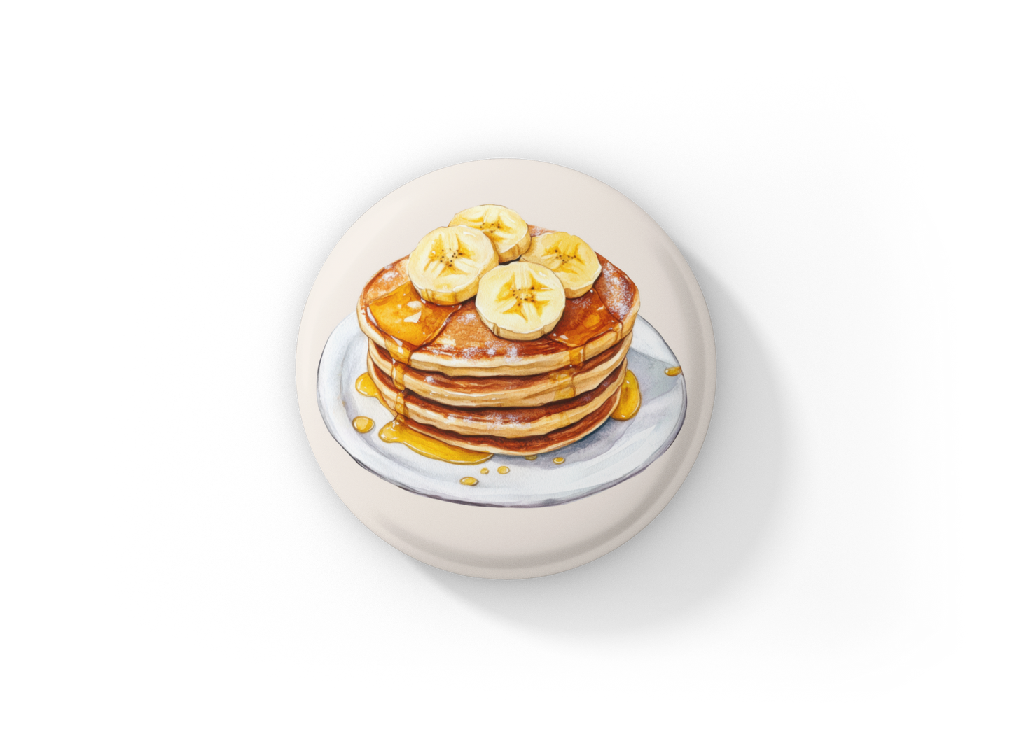 Pancakes With Bananas Pin Back Button, Magnet