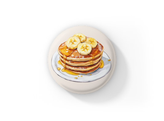 Pancakes With Bananas Pin Back Button, Magnet