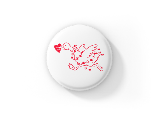 Be Mine Goose Pin Back Button, Magnet