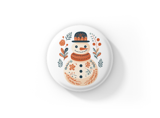Snowman Pin Back Button, Magnet