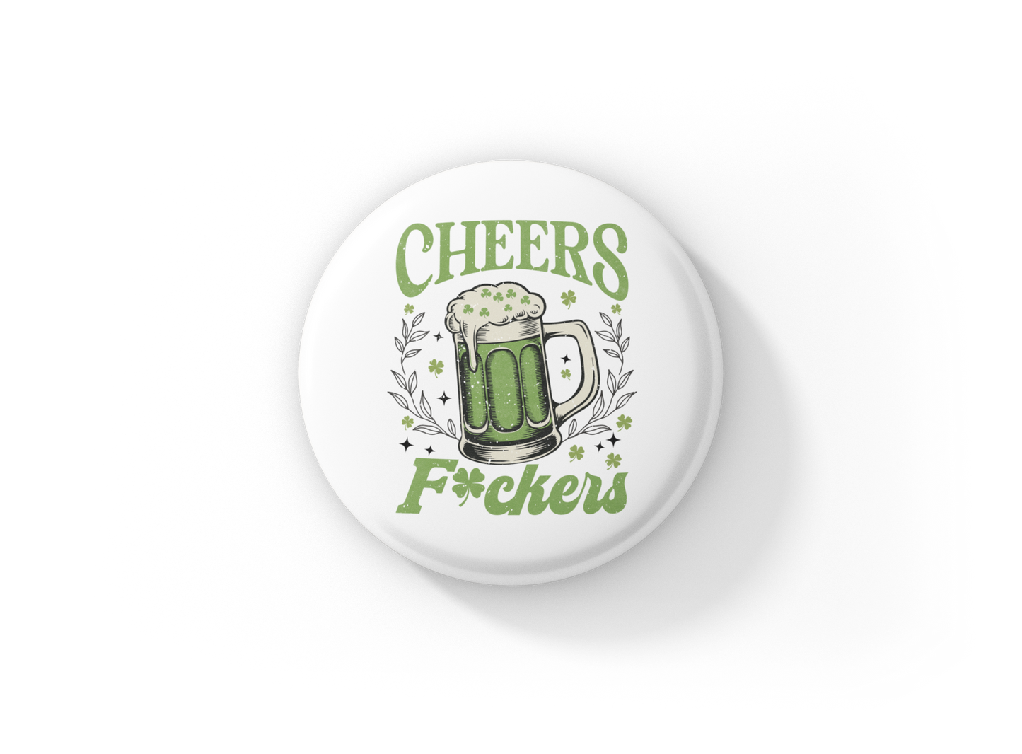 Cheers St Patricks Day Pin Back Button, Magnet