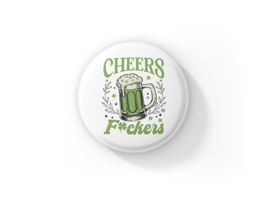 Cheers St Patricks Day Pin Back Button, Magnet