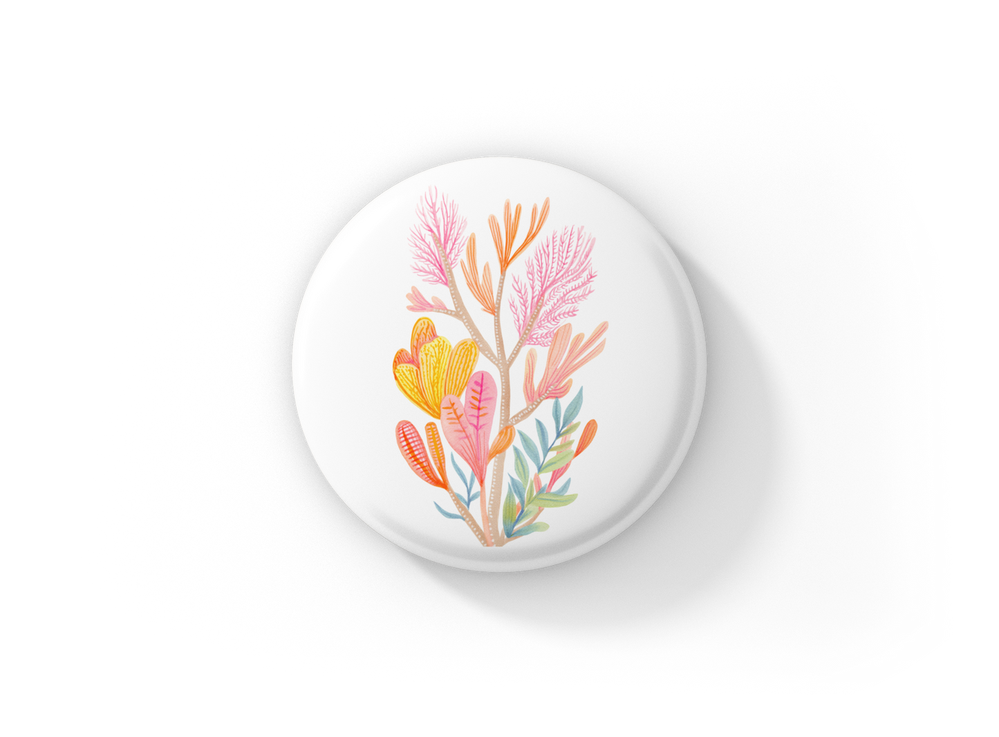 Coral Pin Back Button, Magnet