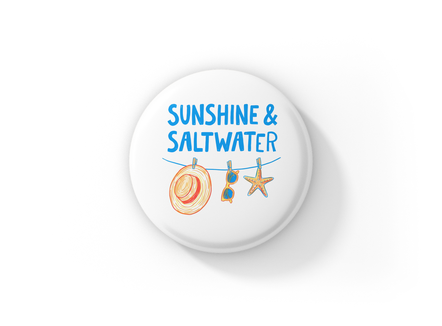 Sunshine and Saltwater Pin Back Button, Magnet