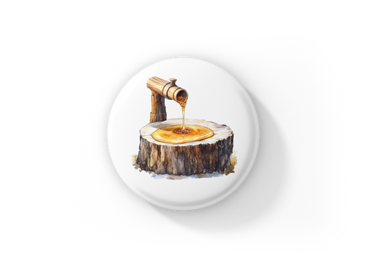 Maple Syruping Pin Back Button, Magnet