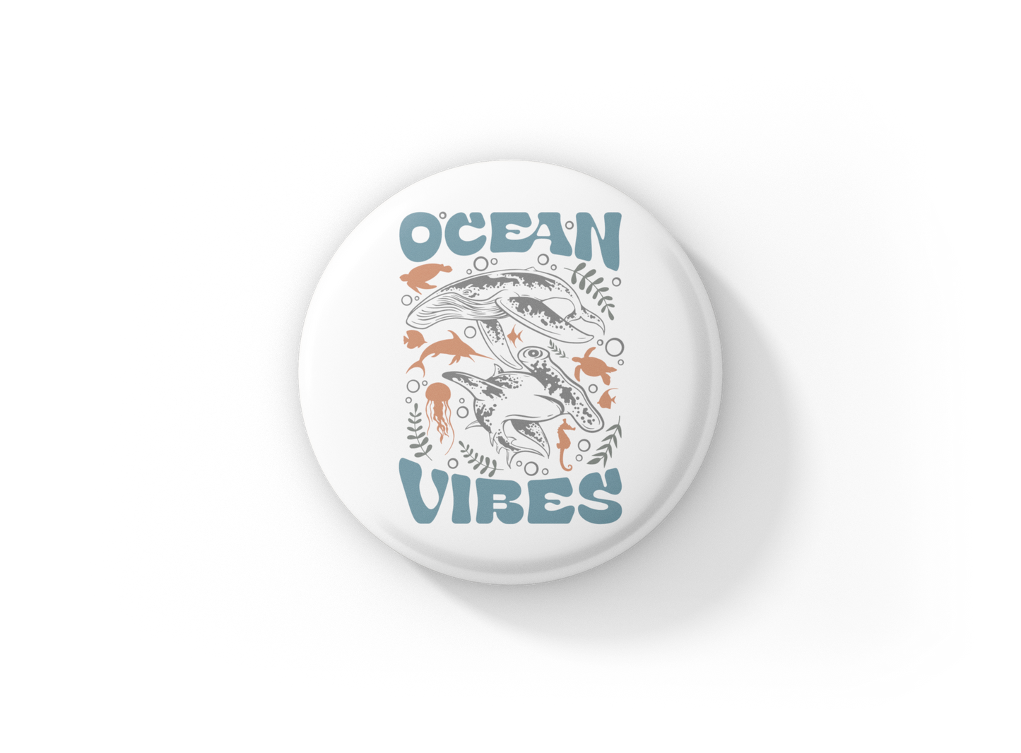 Ocean Vibes Pin Back Button, Magnet