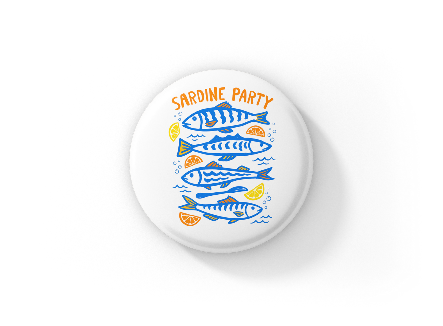 Sardine Party Pin Back Button, Magnet