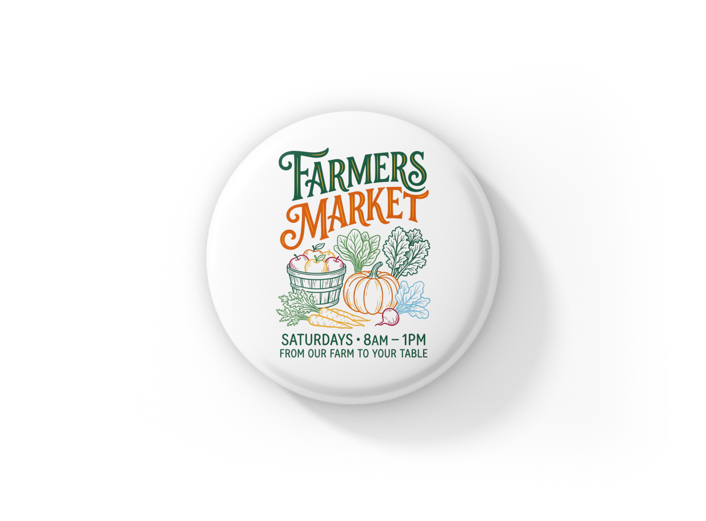 Farmers Market Pin Back Button, Magnet
