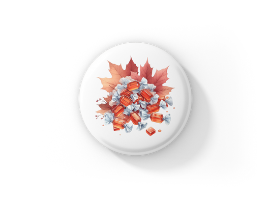 Maple Candy Pin Back Button, Magnet