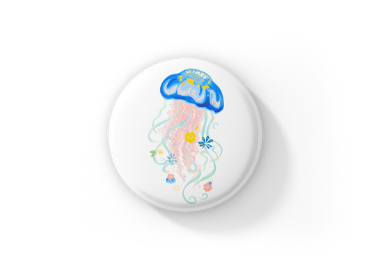 Jellyfish Pin Back Button, Magnet